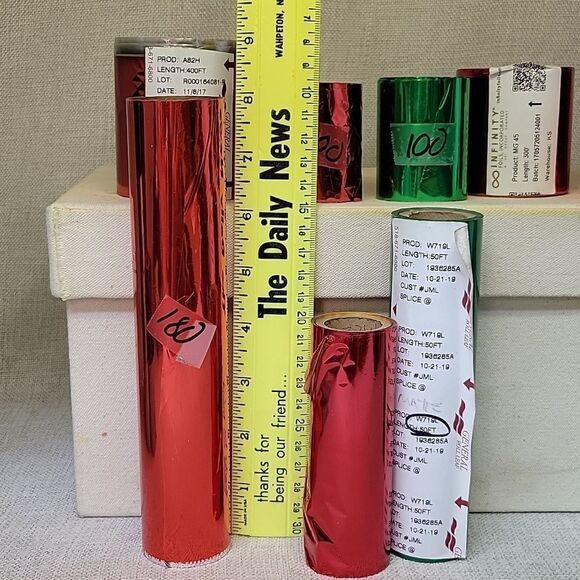 Crown Leaf, General Roll Leaf,  Foil Rolls - Red And Green (Set 7) - Picture 2 of 6